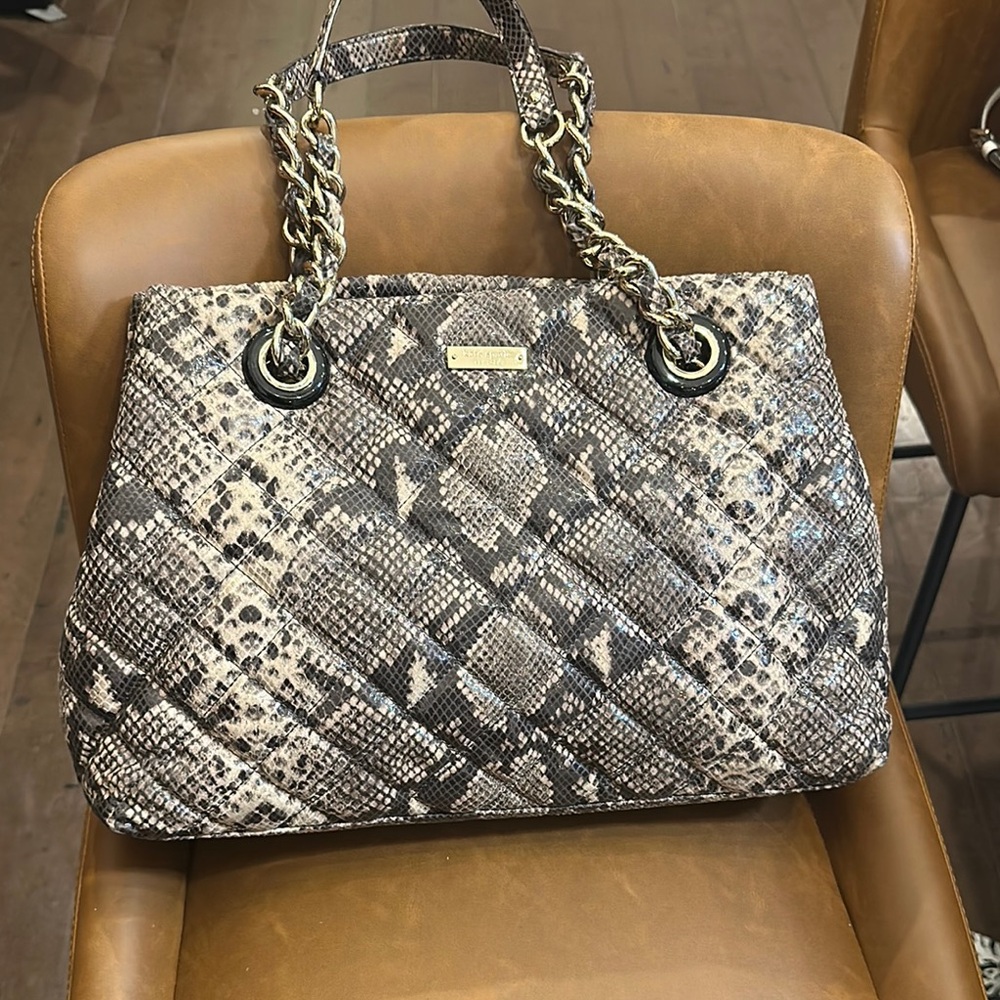 Kate Spade Gray and Black Shoulder Bag with Quilted Design